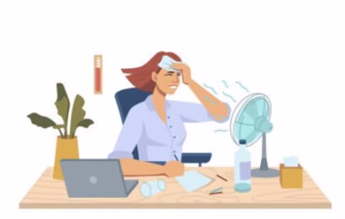 Illustration of office workers dealing with the heat