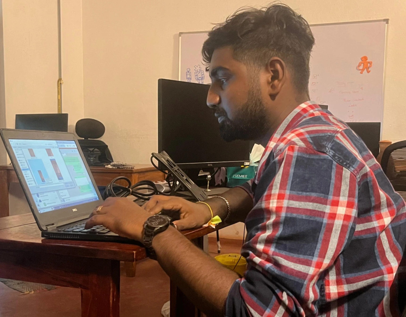 Madhan Raj working on the ERP and Frappe at Yuvabe