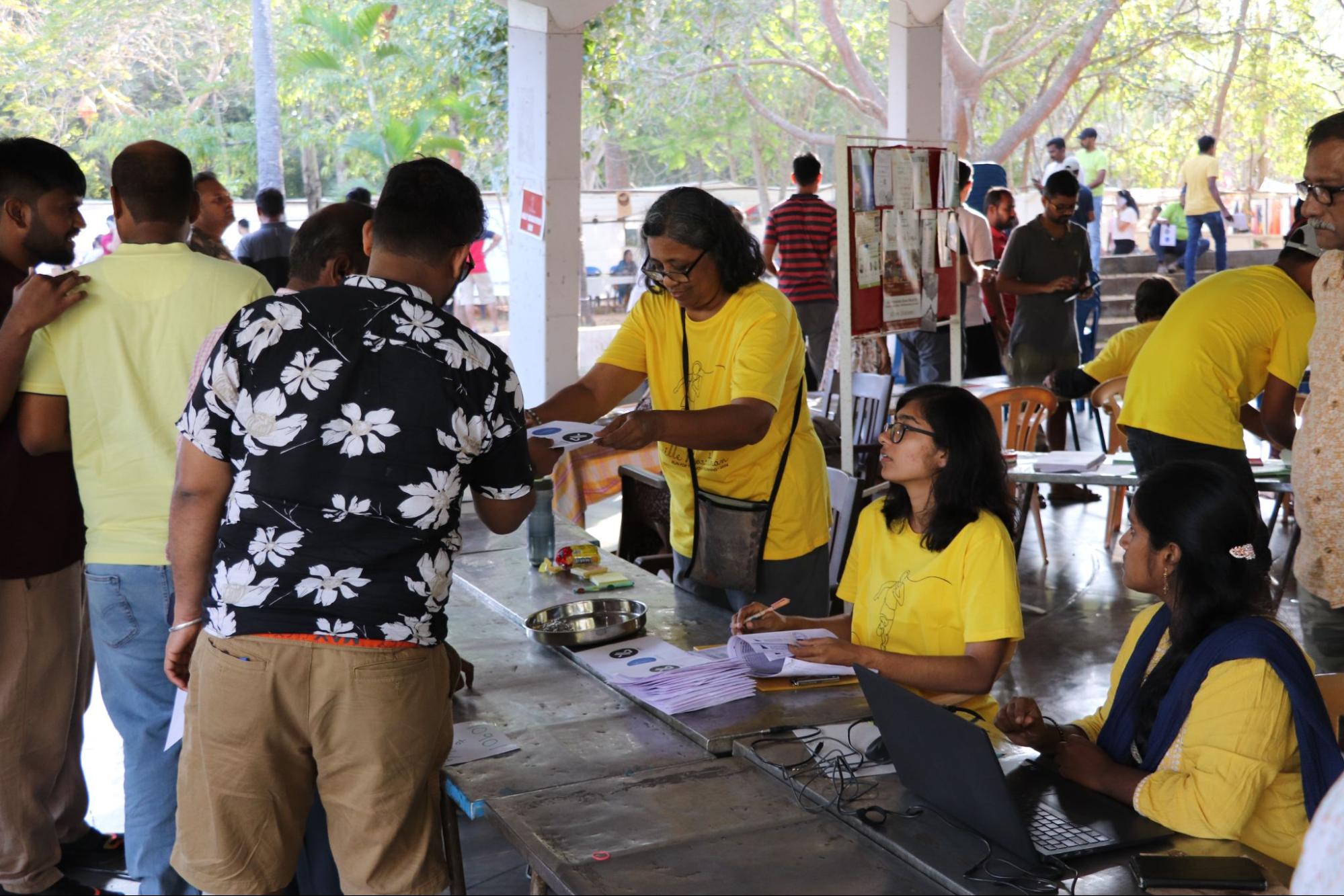 Marathon Bib distribution at Bharat Nivas held a day before the race.