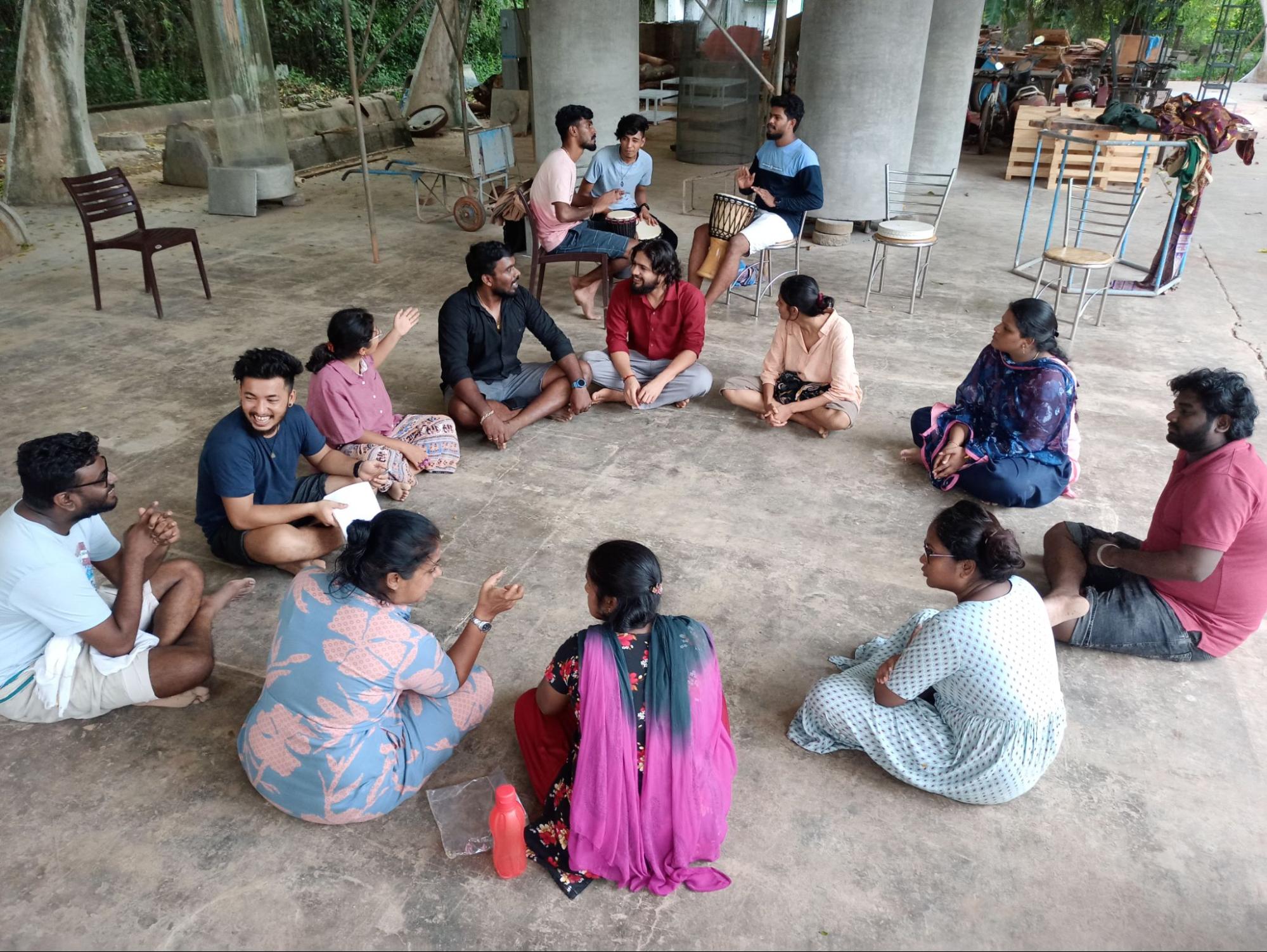Yuvabe youth during a practise session for their play on Mental Health