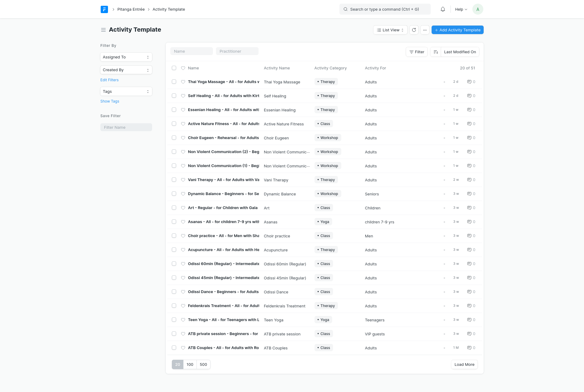 Pitanga activity template