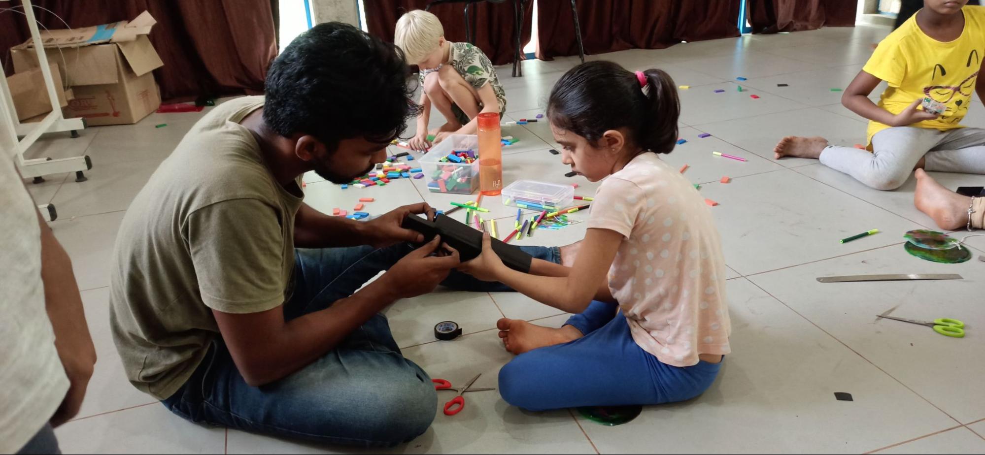 Vignesh volunteers at the Auroville's free progress schools as part of Yuvabe's Work Serve Evolve model